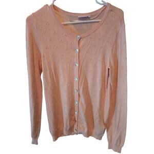 Fransa Zudot Cardigan Sweater‎ S Womens Long Sleeve Pink Buttons Grandma Core